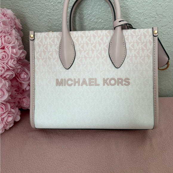 Michael Kors Cream and Pink Satchel